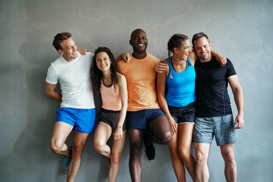 healthy people laughing